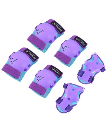 BOSONER Kids/Youth Knee Pad Elbow Pads for Roller Skates Cycling BMX Bike Skateboard Inline Rollerblading, Skating Skatings Scooter Riding Sports Blue / Purple Medium(6-15 years)