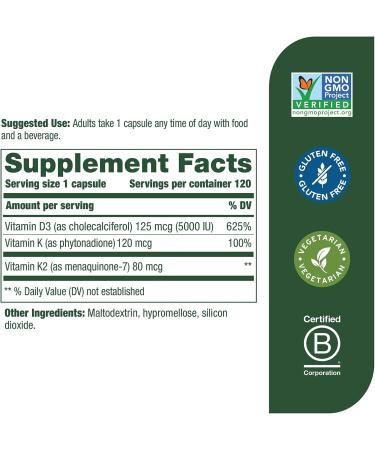 MegaFood Vitamin D3 5000 IU - Immune and Bone Health Support - Vegetarian, Gluten-Free - 120 Caps - Buy Online on GoSupps.com