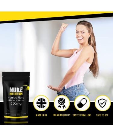Nuke Nutrition Glucomannan Capsules - 180 Capsules - High Fibre Supplement for Healthy Cholesterol - Konjac Fibre - 1 Pack - Buy Online on GoSupps.com