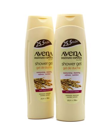 Avena Instituto Español Shower Gel, Moisturizing and Softeness, Elasticity and Nutrition, 100% Natual Oat, 2-Pack of 25.5 FL Oz each, 2 Bottles oatmeal 25.5 Fl Oz (Pack of 2)