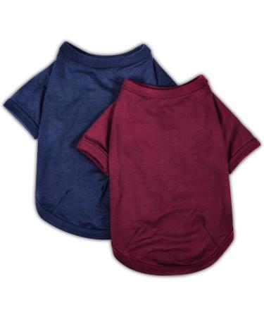 Koneseve Dog Shirts 2-Pack Blue & Red 2XL | Breathable Cotton Puppy Clothes for Small to Large Dogs | Adorable Fashion Apparel for Pets - Buy Online on GoSupps.com