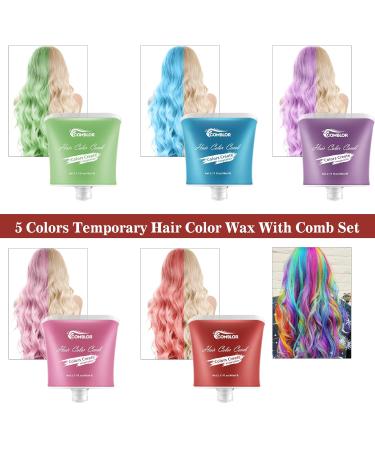 Hair Color Wax - Magic Master Keratin Temporary Hair Styling for Men & Women | 5 Vibrant Colors for Parties Festivals & Cosplay - Buy Online on GoSupps.com