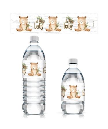 Woodland Bear Baby Shower Water Bottle Labels - 24 Brown Bear Waterproof Stickers - Buy Online on GoSupps.com
