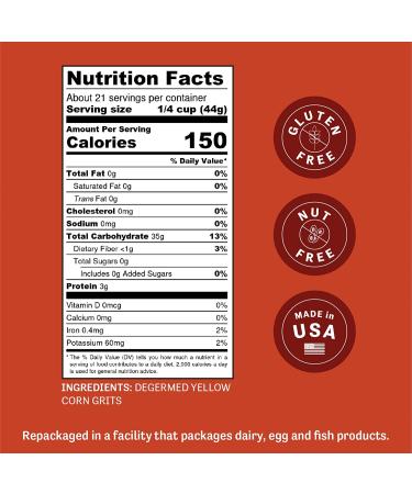 Judees Yellow Corn Grits 2 lb - Gluten-Free Old-Fashioned Grits for Breakfast, Baking, Camping & Hiking - Buy Online on GoSupps.com