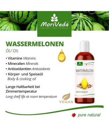 Moriveda Watermelon Oil 100ml - 100% Pure Cold-Pressed Oil for Skin Hair & Beard Care | Vegan Massage Bathing & Food Oil - Buy Online on GoSupps.com