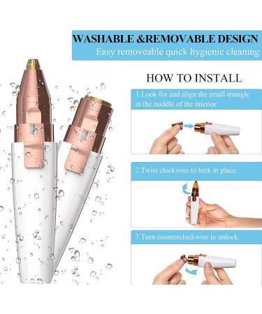 USB Rechargeable Facial Hair Removal for Women - 2 in 1 Eyebrow Trimmer & Painless Hair Remover with Light for Eyebrow, Nose, Lips, Face, Body - Buy Online on GoSupps.com