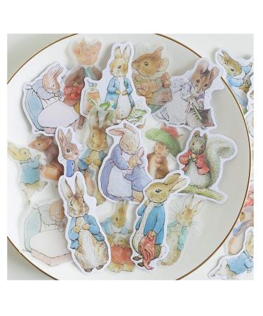 Alideco 80Pcs Vintage Vinyl Scrapbooking Stickers Packs Rabbit Funny Aesthetic Kawaii Stickers Stickers for Adult Stickers for Girls Journaling Assorted Phone Adult Stickers Bitutongxin
