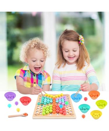 Qooloo Wooden Clip Board Game - Montessori Toys for Kids 3-5 | Color Sorting & Stacking Puzzle - Buy Online on GoSupps.com