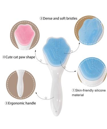 Beomeen 2 Pack Silicone Face Scrubber Exfoliating Brush - Manual Handheld Facial Cleansing Brush for Blackhead Removal & Skincare - Soft Bristles, Waterproof (Blue Pink) - Buy Online on GoSupps.com
