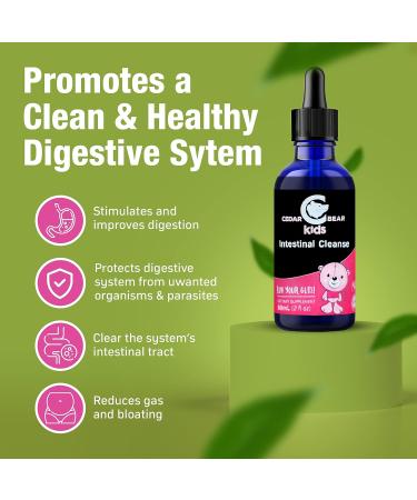 Kids Intestinal Cleanse Liquid Supplement - Detox & Digestive Aid with Natural Herbs | Alcohol-Free Gut Cleanse Drops for Children - 2 fl oz - Buy Online on GoSupps.com