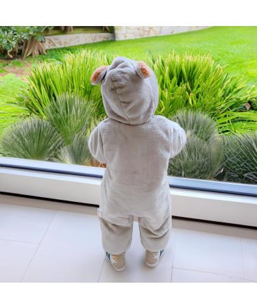 JiAmy Baby Snowsuit Hooded Romper | Infant Boys Girls Bear Cartoon Pajamas | Winter Jumpsuit, Gray, 9-12 Months - Buy Online on GoSupps.com