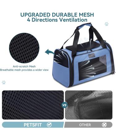 PetSfit TransportBox: Foldable Dog & Cat Carrying Bag - Portable Travel Bag with Shoulder Strap & Expandable Bed - L Size - Blue - Buy Online on GoSupps.com
