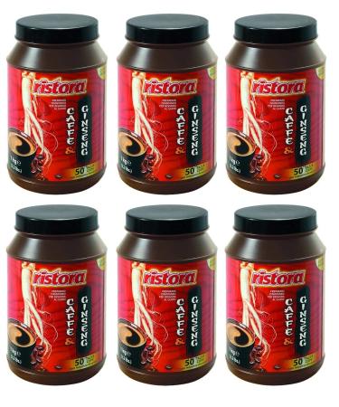 Italian Gourmet E.R. Ristora Caff al Ginseng Instant Coffees with Ginseng Mix for Drinks Breakfast for 50 Cups with Measuring Cup 1 kg Set of 6