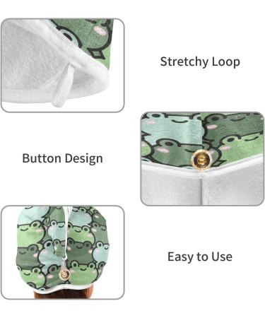 Shop Cute Frog Dry Hair Cap | 2-Piece Quick Drying Towel Set with Button Headband | Super Absorbent & Comfortable - Perfect for International Shipping - Buy Online on GoSupps.com