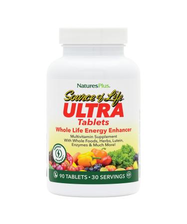 NaturesPlus Ultra Source of Life Multivitamin - 90 Tablets - Supports Immune Health Energy & Overall Well-Being - with Lutein & Vitamin D3 - Vegetarian & Gluten Free - 30 Servings 90 Count (Pack of 1)