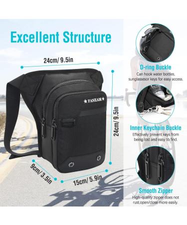Faneam Tactical Waterproof Men's Leg Bag - Multifunctional Hip Pocket for Motorcycles Hiking & Sports - Large Capacity Black - Buy Online on GoSupps.com