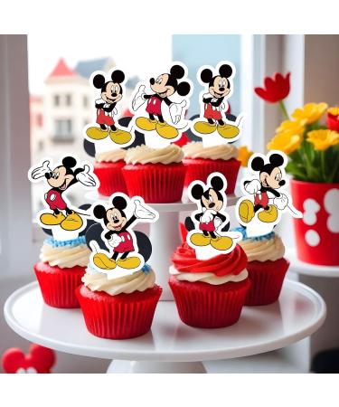 NIAYOU 24 Pcs Mouse Cupcake Toppers Cartoon Themed Cake Decorations Happy Birthday Cupcake Toppers for Boys Girls Kids Birthday Party Supplies - Buy Online on GoSupps.com