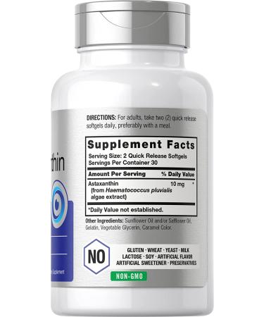 Astaxanthin 10mg Softgels | 60 Count | Non-GMO & Gluten Free | Horbaach - Buy Online on GoSupps.com