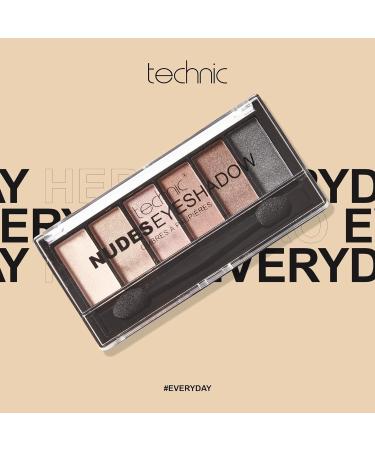 Technic Nudes Eyeshadow Palette - 6 Long Lasting Shimmer Shades for Natural Glam Makeup - 7.2g Pack - Buy Online on GoSupps.com