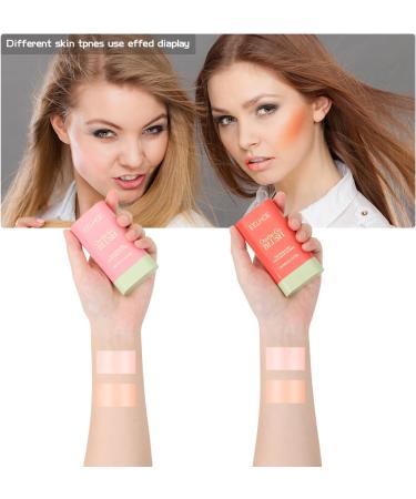 2 PCS Multi-Use Makeup Blush Stick Solid Moisturizer Stick Shadow Lips and Cheek Blusher Waterproof Peach Creamy Makeup (Pink and Orange) - Buy Online on GoSupps.com