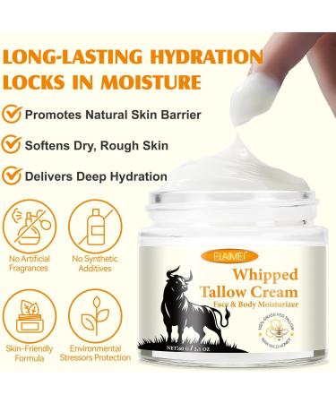 Beef Tallow cream Beef Tallow for Skin suif de boeuf 100% Nourri l'herbe 60g Adapt Tous Types de Peau Cr me de Suif de B uf pour Le Corps et Le Visage for Cracked Dry Skin - Buy Online on GoSupps.com