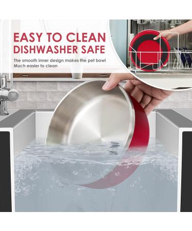 IKITCHEN 64 oz Stainless Steel Dog Bowl - Durable Non-Skid Pet Feeding Bowl - Double Wall Insulated Heavy Duty with Rubber Bottom - Medium/Large Dogs - Red - Buy Online on GoSupps.com