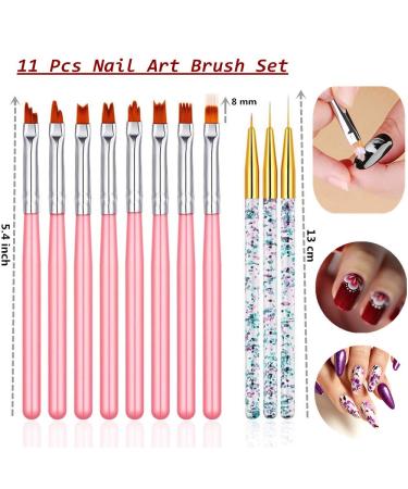 FULINJOY 11 Pcs Nail Art Brush Set for UV Gel Painting, Nail Flower Design, Gradient Effects - Nail Liner Brushes Included - Buy Online on GoSupps.com