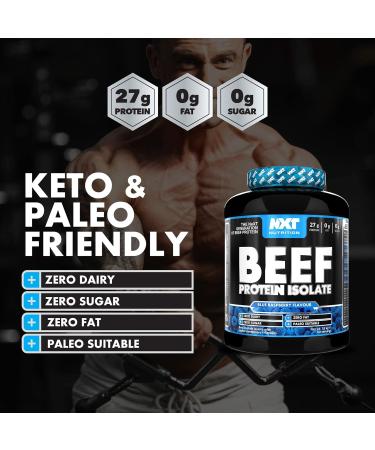 NXT Nutrition Beef Protein Isolate Powder - High Natural Amino Acids - Paleo Keto Friendly - Dairy & Gluten Free | Blue Raspberry 1.8kg - Buy Online on GoSupps.com