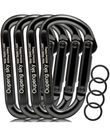 Carabiner Clip,855lbs,3" Heavy Duty D Ring Caribeener Clips,Carabiner Keychain Caribeaners for Hammocks,Camping,Hiking,Outdoors,Gym,Small Carabiners for Dog Leash,Harness,Key Ring, Black 4