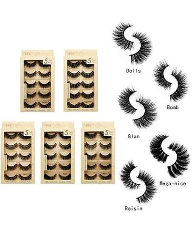 VwyuEgg False Eyelashes 3D Mink Hair Eyelashes 5 Pairs 5 Style Pure Handmade with Natural Black with Invisible Band Reusable(Roisin) - Buy Online on GoSupps.com