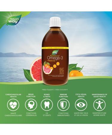 Nature's Way NutraSea Omega-3 and Vitamin D Supplement - Fish Oil with EPA and DHA Support Healthy Heart and Brain Help Build Strong Bones and Teeth & Help Support Immune System - Grapefruit Tangerine 500 ml Liquid Grapefruit Tangerine 500 ml (Pack of 1) - Buy Online on GoSupps.com