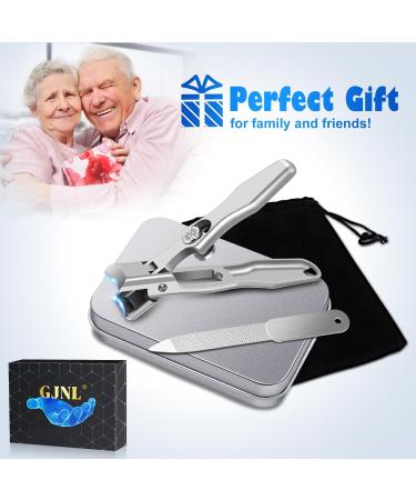 Senior-Friendly Wide Open Toenail Clippers for Thick Nails - Heavy Duty Clippers with Nail File and Catcher - Silver Finish - Buy Online on GoSupps.com
