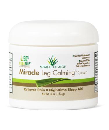 Miracle of Aloe Leg Calming Cream 4 Oz Nighttime Leg Relaxing Cream Formulated with 100% Natural Aloe Vera Sage and Lavender.