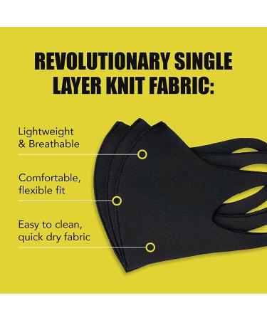 LAPCOS Breathable Face Mask - Washable & Reusable Cloth Mask (Black, Adult) - 3 Count Pack - Buy Online on GoSupps.com