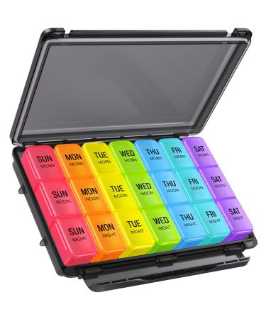 ZIKEE Weekly Pill Organizer 3 Times a Day with Moisture-Resistant Design Pill Box 7 Day with Light-Proof & Privacy Protection for Travel Large Weekly Pill Case for Medications Vitamins Fish Oils
