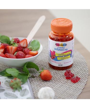 PEDIAKID - Gommes Vitamine D3 - Renforcement des d fenses naturelles - Croissance & r sistance - D s 3 ans - Go t Fraise - Couvre 100% des apports journaliers recommand s - 60 gommes Lot de 1 - Buy Online on GoSupps.com