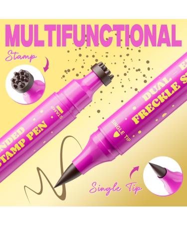 Dubbulon Fake Freckles Freckles Pen Waterproof Long Lasting 2In1 Fake Stamps Eyeliner for Women Girls Beauty Cosplay Face Painting Tool - Buy Online on GoSupps.com