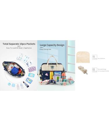 Kamay's Waterproof Mummy Diaper Bag | Chic Nappy Changing Tote | Dark Blue Unicorn Rainbow Design - Buy Online on GoSupps.com