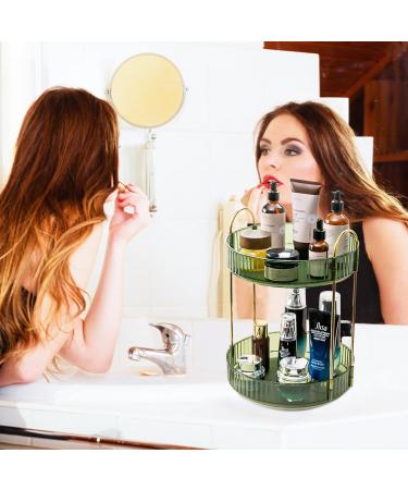 Shuang Qing Rotating Makeup Organizer 2 Tier High-Capacity Clear Storage - Gem Green - Buy Online on GoSupps.com