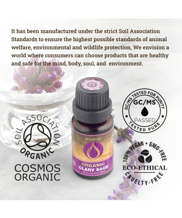 Ecodrop Clary Sage Essential Oil - 10ml Bottle | Pure & Natural Therapeutic Grade Salvia Sclarea Oil - Organic Aromatherapy for Stress Relief, Digestion & Mood | Massage & Bath Oil - Buy Online on GoSupps.com