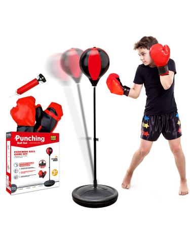Punching Bag for Kids, Kids Boxing Bag with Stand, 3 4 5 6 7 8 9 10 Years Old Adjustable Kids Punching Bag, Boxing Equipment with Boxing Gloves, Boxing Set as Boys & Girls Toys Gifts Black