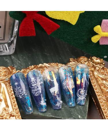 jmeowio 9 Sheets Christmas Nail Art Stickers Decals Self-Adhesive Blue White Snowflake Nail Supplies Nail Art Design Decoration Accessories - Buy Online on GoSupps.com