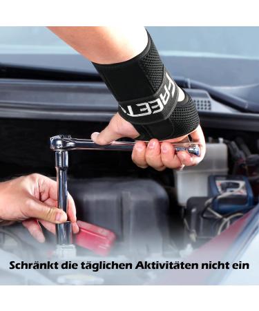 Freeetoo Wrist Support for Carpal Tunnel & Tendinitis - 3 Metal Rails Soft Comfort Bandage for Men & Women (S/M 13-19 cm) - Right-Wing Black - Buy Online on GoSupps.com