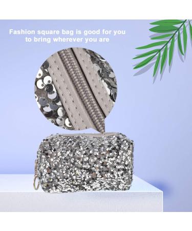 Lurrose Portable Cosmetic Bag | Silver 19x10CM Square Travel Toiletry Bag for Women - International Shipping Available - Buy Online on GoSupps.com