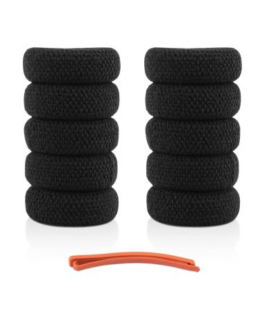 10 Pieces Thick Elastic Hair Ties  Non Slip Hair Bands for Thick Hair and Curly Hair  Sport Thick Seamless Nylon Hair Tie(Black)