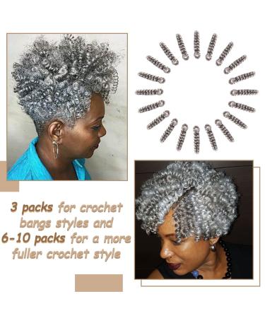 PHOCAS 3Packs Saniya Curly Crochet Hair 10 Inch 20roots/pack for Crochet Braids - 12MM Gray Mix - 3 Packs - Buy Online on GoSupps.com