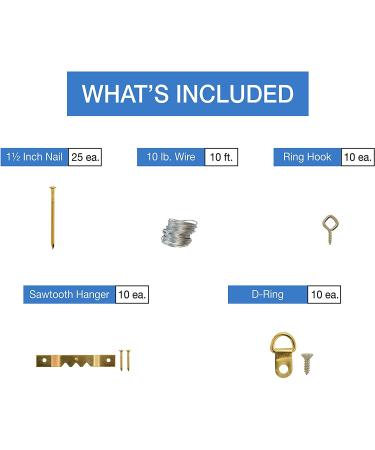 Assorted Picture Hanging Kit | 220 Piece Assortment with Wire  Picture Hangers  Hooks  Nails and Hardware for Frames - Buy Online on GoSupps.com
