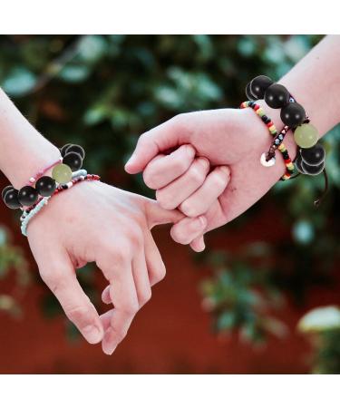 Heallily Wooden Pearl Buddhist Bracelet - Retro Black Jewelry for Men & Women | Perfect Birthday Gifts (9.5x9.5x2cm) - Buy Online on GoSupps.com