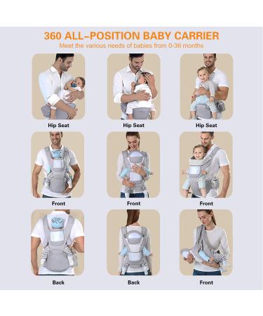 YSSKTC Ergonomic Baby Carrier with Hip Seat - Grey | Front & Back Baby Holder for Newborn to Toddler 7-45lbs | Ideal for Men, Dad, Mom - Buy Online on GoSupps.com