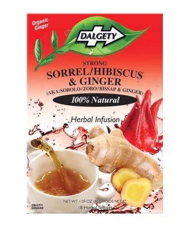 Dalgety Sorrel/Hibiscus & Ginger Herbal Infusion 3x45g Cartons (3 Pack) 100% Natural Caffeine-Free Tea (Total 54 Teabags) Our Delicious Tea Builds the Immune System Fights Fatigue & Boosts Energy